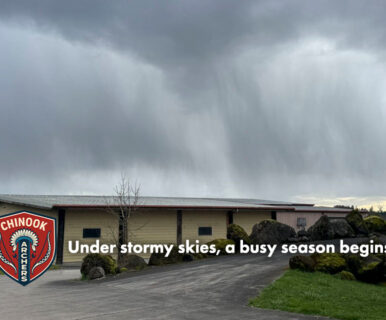 Storm clouds over Chinook Archers range before March 2026 club meeting in Vancouver Washington